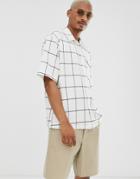 Asos Design Oversized Shirt In Windowpane Check - White