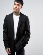 Asos Blazer With Extra Long Ruched Sleeves - Black