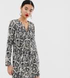 River Island Swing Dress In Snake Print - Gray