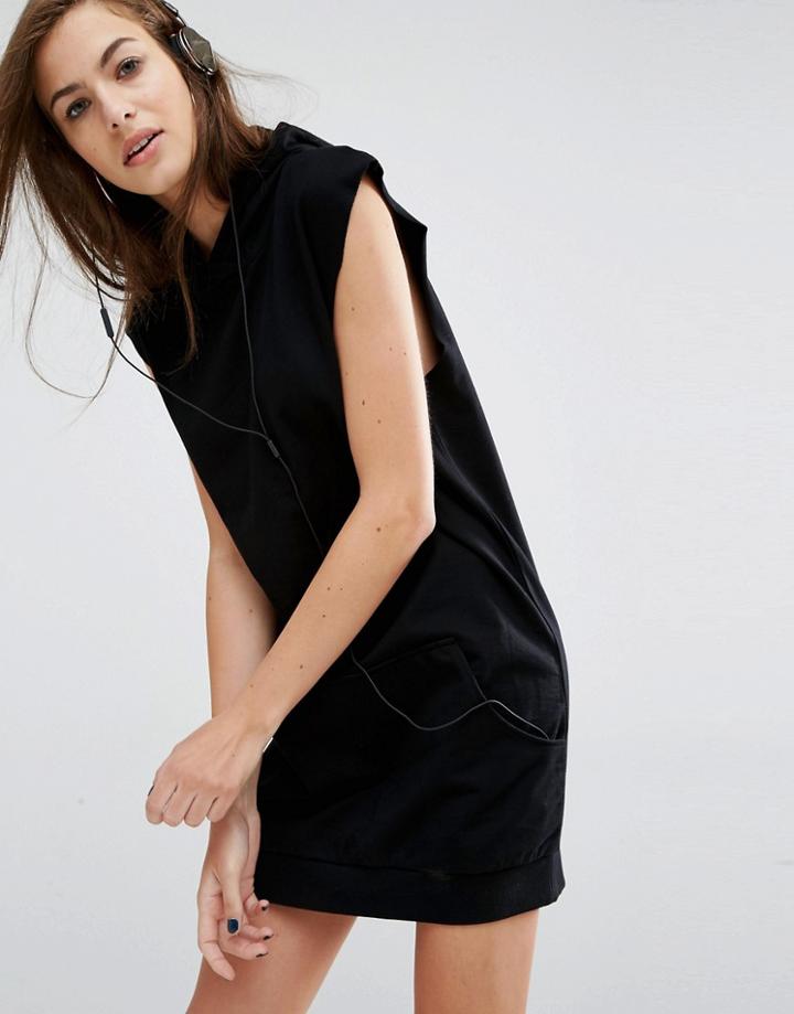 First Base Fleece Hoodie Dress - Black