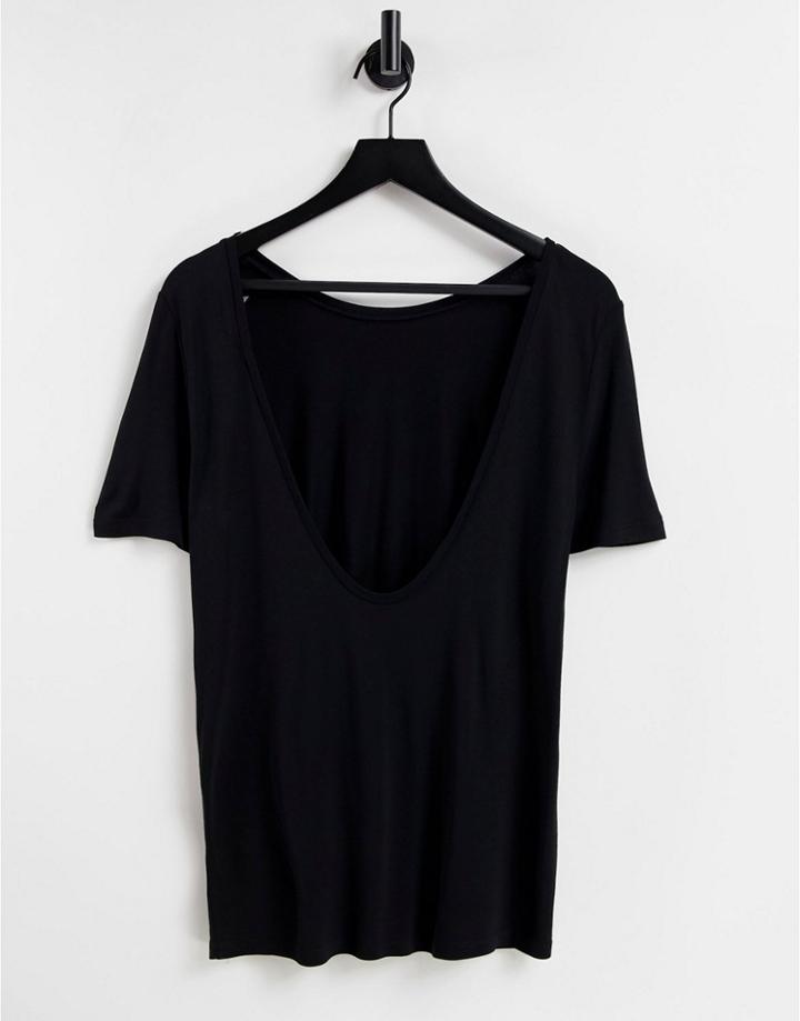 Na-kd Scoop Back T-shirt In Black