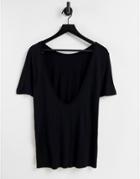 Na-kd Scoop Back T-shirt In Black
