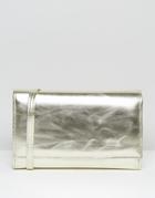 Lotus Fold Over Clutch Bag - Silver
