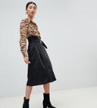 Na-kd Paperbag Detail Midi Skirt In Black