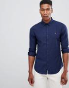 Farah Steen Slim Fit Textured Stretch Shirt In Blue - Blue
