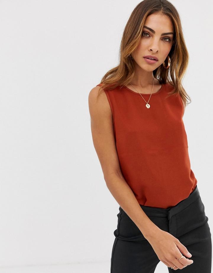 Warehouse Sleeveless Top In Rust - Red