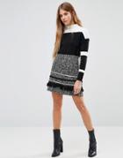 Brave Soul Tweed Mini Skirt - Black