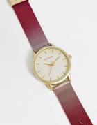 Steve Madden Watch With Gold Dial And Mesh Strap In Silver