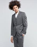 Feraud Heritage Premium Wool Check Suit Jacket - Gray
