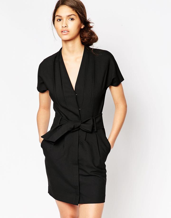 Ganni Moscow Tailor Black Dress - Black