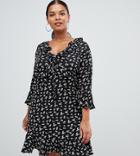 Boohoo Plus Ruffle Tea Dress In Ditsy Floral - Multi