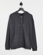 Asos Design Lightweight Oversized Zip Up Hoodie In Washed Black