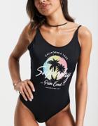 Superdry Ombre Logo Scoop Swimsuit In Black