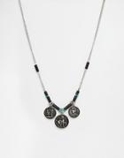 Asos Necklace With Multi Coin Pendant In Silver - Burnished Silver