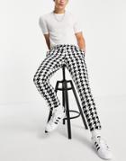 Twisted Tailor Smart Pants In White With Oversized Houndstooth Design