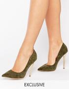 Office Shop Suede Gold Heeled Shoes - Green