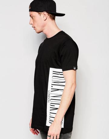 Rum Knuckles T-shirt Rk Side Block Print - Black