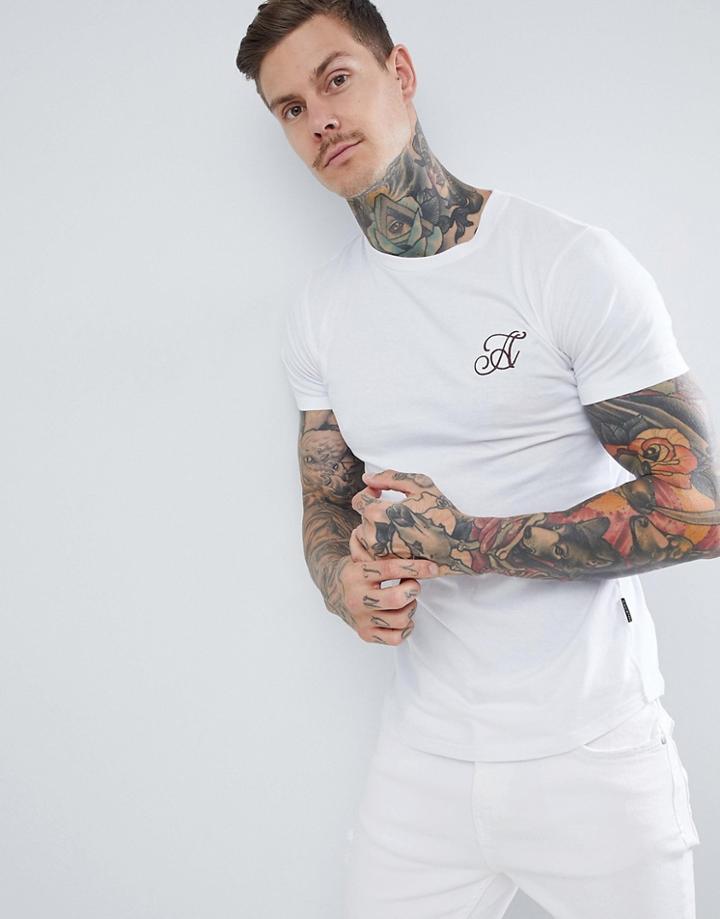 Ascend Muscle Fit Basic T-shirt With Curved Hem - White