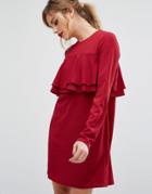 Fashion Union Frill Front Dress - Red