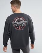Asos Oversized Sweatshirt With Ripped Neck & Guns N Roses Print - Blac