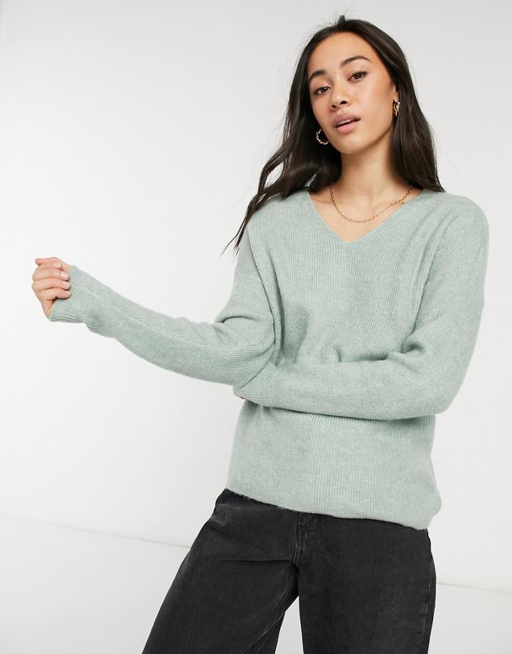 Vero Moda V Neck Sweater In Green