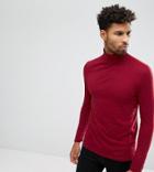 Asos Tall Long Sleeve Roll Neck T-shirt - Red
