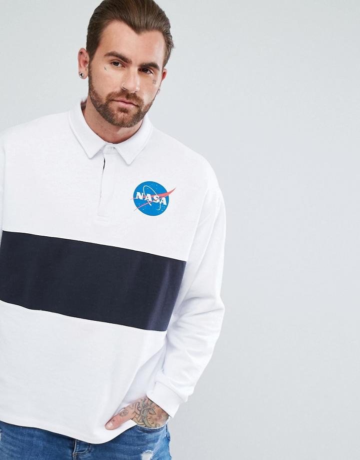Asos Oversized Rugby Sweatshirt With Nasa Print - White