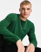 Asos Design Knitted Cotton Sweater In Green