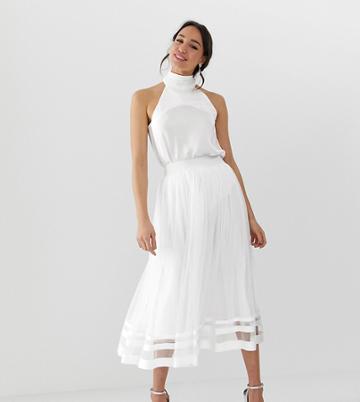 Little Mistress Tall Tulle Midi Skirt - White