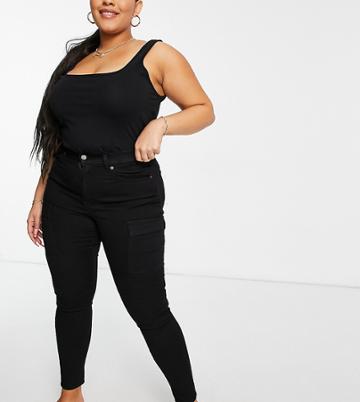 Dr Denim Plus Lexy Cargo Pants In Black
