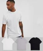 Asos Design Tall 3 Pack Relaxed T-shirt With Crew Neck Save