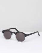 Monokel Round Sunglasses Barstow In Black & Clear - Black