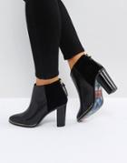 Ted Baker Azaila Black Leather Heeled Ankle Boots - Black