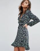 Miss Selfridge Floral Ruffle Wrap Tea Dress - Multi