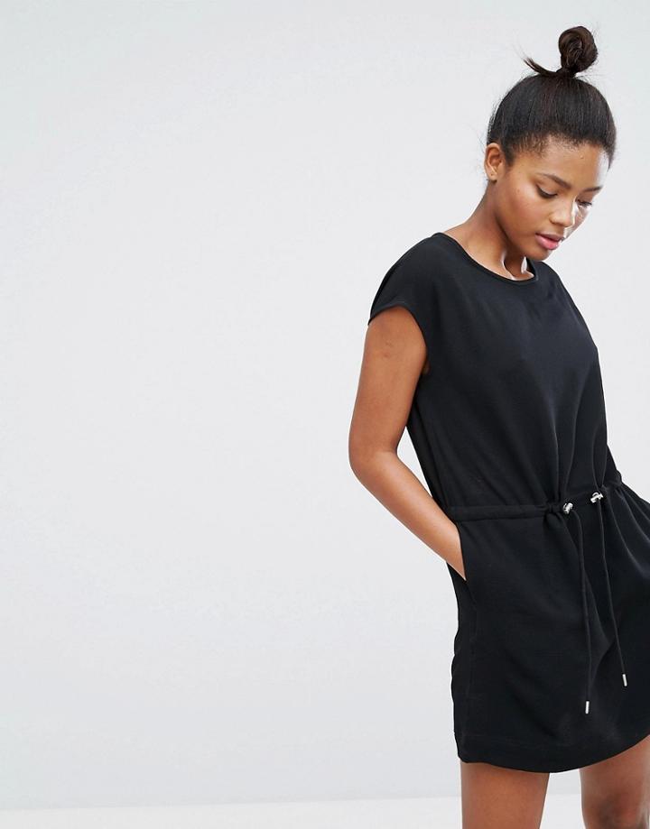 Monki Shirt Tie Waist Dress - Black
