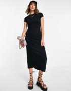 Allsaints Short Sleeve T-shirt Midi Dress In Black