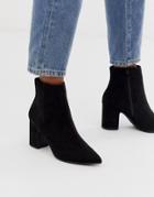New Look Faux Suede Pointed Heeled Boots In Black