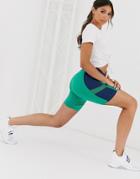 Asos 4505 Booty Short In Color Block With Mesh Insert-green