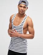 Asos Stripe Tank With Extreme Racer Back And Logo