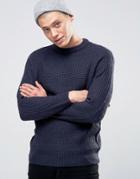 D-struct Chunky Ribbed Crew Neck Sweater - Navy