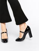 New Look Bar Detail Block Heel Court - Black