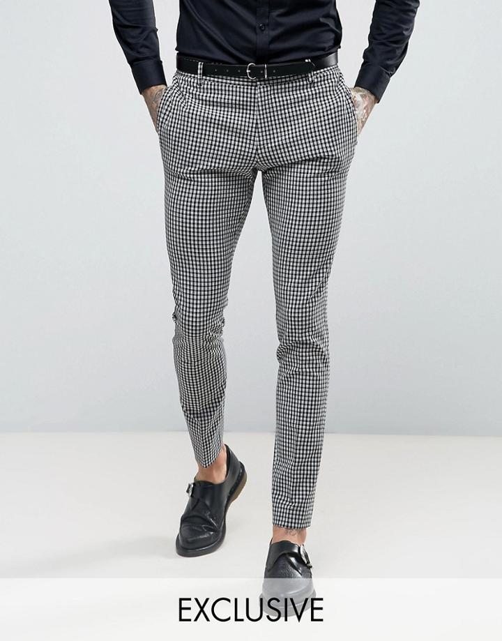 Religion Super Skinny Suit Pants In Gingham - Black