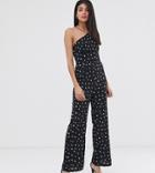 Fashion Union Tall High Halter Neck Jumpsuit In Floral-black
