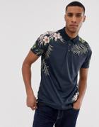 Burton Menswear Polo With Print In Navy - Navy
