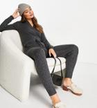 M Lounge Relaxed Knit Wrap Jumpsuit-black