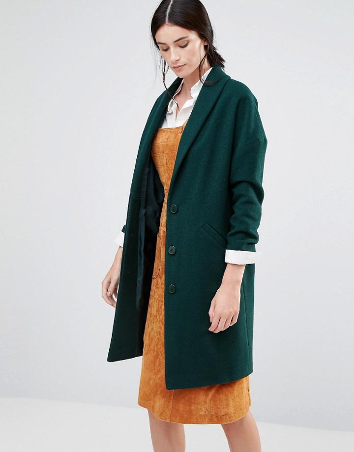 Helene Berman Ovoid Ema Coat In Green - Green