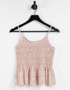 Only Cami Top With Shirring In Blush Floral Print-neutral