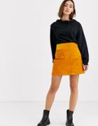 Monki Cord A-line Mini Skirt In Mustard Yellow