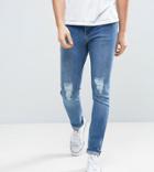 Brooklyn Supply Co Vintage Washed Dumbo Jeans With Knee Slit In Skinny Fit - Blue