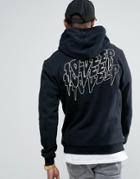 10 Deep Hoodie With Back Print - Black